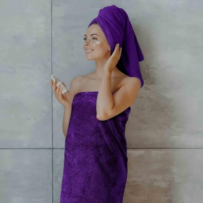 SmoothNovelty Set of 6 Extra Large Bath Towel 40 x 80 Inches Oversized Bath Sheet with 2 Shower Towels 2 Hand Towels 2 Washcloths for Adults Bathroom Spa Gym Quick Dry(Chevron Design,Purple) - color: Purple