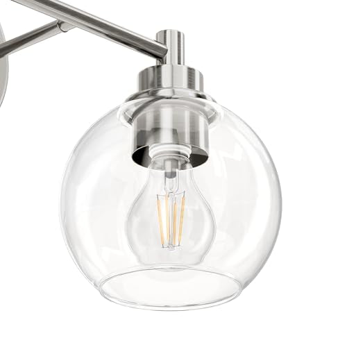 VONLUCE 2 Light Bathroom Vanity Light Fixtures, Brushed Nickel Finish | Globe Glass Shades, E26 Sockets, Easy to install, ETL Certificated, Vanity Lights for Bedroom Hallway Living Room - color: Nickel, size: 2-Light
