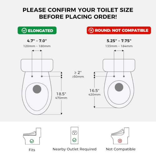 Electric Bidet Toilet Seat Elongated, Heated Warm Water Bidet Seat | Warm Air Dryer, LED Display, Self-Cleaning Nozzle, Rear & Feminine Wash, Soft Close Lid, LED Night Light, Wireless Remote - style: Premier