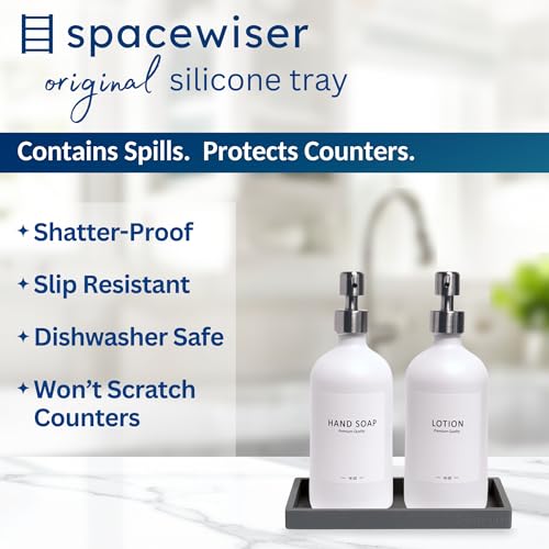 Spacewiser Countertop & Vanity Silicone Tray - Small 7.7" Kitchen Soap Tray | Kitchen Sink Soap Tray, Dish Soap Tray for Kitchen Counter, Bathroom Tray, Silicone Soap Dispenser Tray & Sponge Holder - color: Modern Gray, size: Small 7.7”