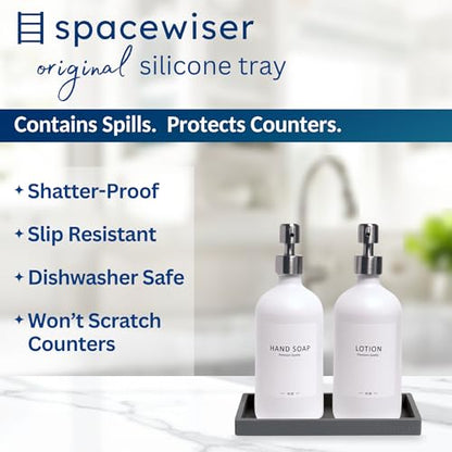 Spacewiser Countertop & Vanity Silicone Tray - Small 7.7" Kitchen Soap Tray | Kitchen Sink Soap Tray, Dish Soap Tray for Kitchen Counter, Bathroom Tray, Silicone Soap Dispenser Tray & Sponge Holder - color: Modern Gray, size: Small 7.7”