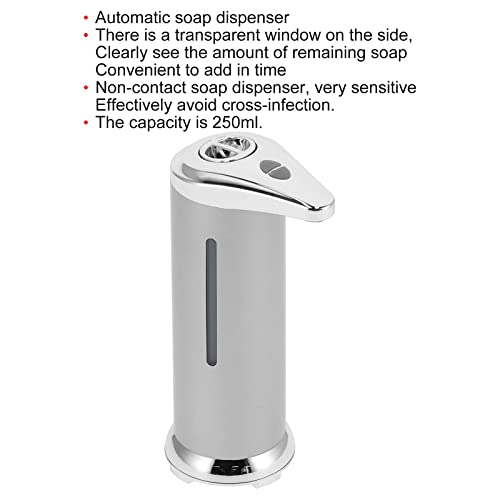 250ML Touchless Soap Dispenser Automatic Liquid Hand Soap Dispenser (Silver) | silver abs automatic soap dispenser with pir sensor 250ml waterproof touchless operation for kitchen bathroom hotel school - color: Silver