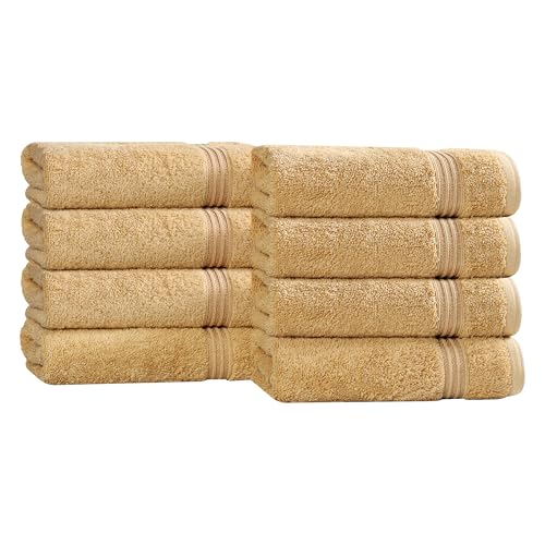 Superior Egyptian Cotton 8-Piece Hand Towel Set, Towel Basics For Quick Dry, Absorbent Small Towels, Facial, Spa, Kitchen, Bathroom Essentials, Apartment, Guest Bath, Soft, Washcloth, Gold - color: Gold, size: Hand Towel (8-Pack)
