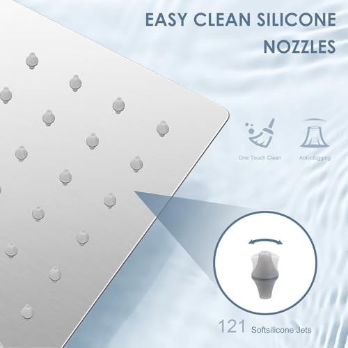 10 Inch Rain Shower Head Brushed Nickel - All Metal Stainless Steel 304, Ultra Thin Design, Modern Bathroom Square Rainfall Showerheads - Full Body Coverage Bath Shower - color: Brushed Nickel, size: 10 Inch Square