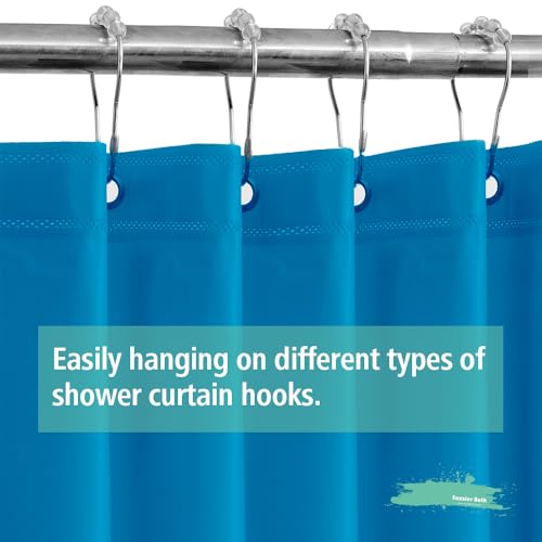 Blue Plastic Shower Curtain Or Liner, 72x72 Inch Lightweight Blue Plastic Bathroom Shower Showroom Inner Curtain with Rustproof Metal Grommet Holes and Weighted Magnets - color: D07-royal Blue, size: 72"W x 72"L (Pack of 1)