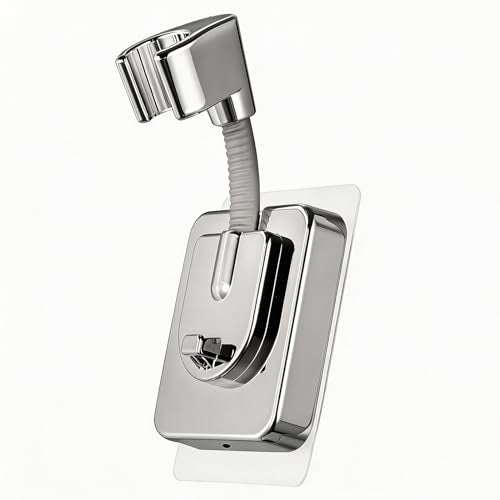Adhesive Handheld Shower Head Holder - 360 Swivel Adjustable - Wall Mount Shower Wand Holder - (Chrome Finish)