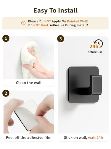 GWAAZXGZ Square Self Adhesive Towel Hooks - 2 Pack Matte Black Metal Hooks | Self-Adhesive, Durable Aluminum, Rust Resistant, Right-Angle Style, Easy Install, Space Saving - color: Black, size: 2 Pack