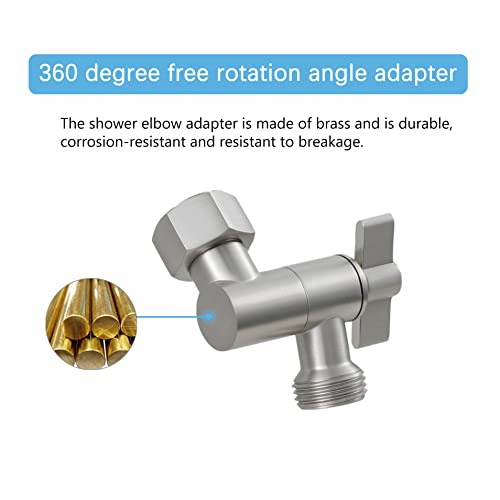 All Metal Shower Angle Adapter, Adjustable Shower Head Extension Adapter, Solid Brass Shower Head Elbow,Adjust Angle to Upgrade Shower Experience,Universal Connection (Brushed nickel) - color: Brushed Nickel