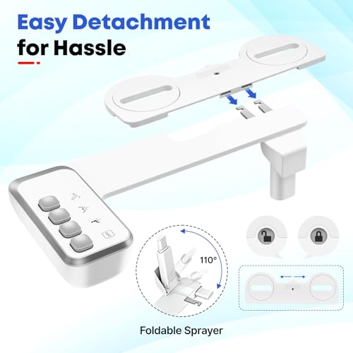 Bidet Attachment for Toilet,Independent Adjustable Water Pressure,Self Cleaning Non-Electric Dual Nozzle for Frontal & Rear Wash,Fresh Water Bidet Toilet Seat, White - color: A1-Bidet Attachment