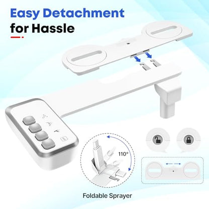 Bidet Attachment for Toilet,Independent Adjustable Water Pressure,Self Cleaning Non-Electric Dual Nozzle for Frontal & Rear Wash,Fresh Water Bidet Toilet Seat, White - color: A1-Bidet Attachment