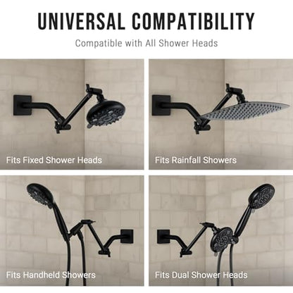 G-Promise 6 Inch Shower Extender with 6 Inch Arm and Flange(Matte Black) | Solid Brass Construction, Height and Angle Adjustable, Standard Connection Thread, All Installation Tools Included - color: Matte Black, style: 6 Inch
