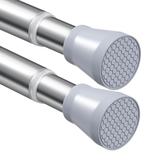 Tension Curtain Rod Silver Tension Rod 2pcs Spring Curtain Rod Non Slip Tension Rods For Windows 28 to 48 Inch No Drilling Adjustable Tension Rods of Curtain Window Closet Kitchen Wardrobe - color: Silver, size: 28-48 inch 2pcs
