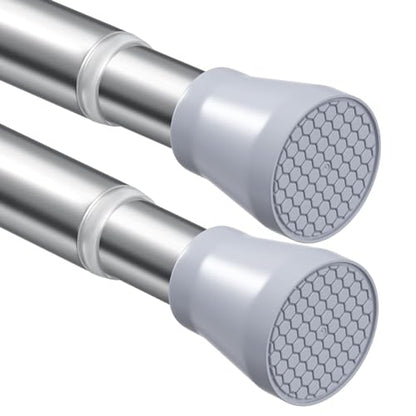 Tension Curtain Rod Silver Tension Rod 2pcs Spring Curtain Rod Non Slip Tension Rods For Windows 28 to 48 Inch No Drilling Adjustable Tension Rods of Curtain Window Closet Kitchen Wardrobe - color: Silver, size: 28-48 inch 2pcs