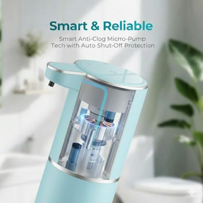 P11 Seafoam Green Automatic Foaming Soap Dispenser, Touchless Sensor for Aesthetic Bathroom Decor, 4-Level Adjustable, USB-C Rechargeable 380ml, Wall Mounted or Countertop for Kitchen and Bathroom