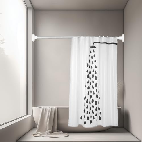 KALLORY Adjustable Tension Rod 19.7-31.5 Inch Spring Curtain Rod | Stainless Steel Rod No Drill Shower Curtain Rod for Bathroom Closet and Home Organization