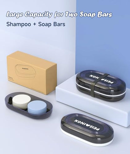 Doter Leakproof Travel Soap Dish with Lid - Draining Soap Bar Holder for Bathroom, Shower, Gym, School, Camping, Vacation, Outdoor - color: Black