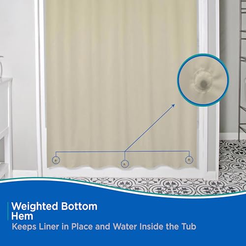 Kenney KN61436 Lightweight 3 Gauge Waterproof PEVA Shower Curtain Liner with Durable Eyelet Hang Holes and Weighted Magnetic Hem for Bathroom, 70" W x 72" H, Taupe, 1-Pack - color: Taupe, size: 70"W x 72"L (Pack of 1)