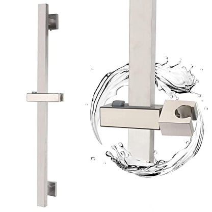 Bathroom Shower Slide Bar with 360° Adjustable Handheld Shower Head Holder Wall Mount Shower Bar SUS 304 Stainless Steel, Brushed Nickel - color: Brushed Nickel
