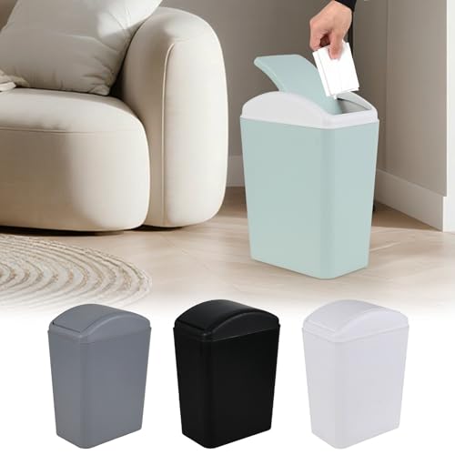 4.2 Gallon Compact Plastic Bathroom Trash Can (Green) | Swing Kitchen Garbage Bin, Space-Saving Design for Home, Bedroom, Office - color: Green