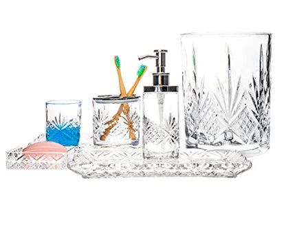 Godinger Bathroom Tumbler Cup Glass, Water Glass, Toothbrush Holder - Dublin Crystal Collection, 7oz (Pack of 2) - size: 8 Ounces (Pack of 2)