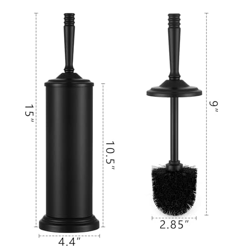 Black Toilet Brush and Holder Set，Toilet Bowl Brush and Holder | Heavy Duty Toilet Brush for Bathroom, Stainless Steel Toilet Cleaner Brush,Deep Cleaning,Space Saving,Covered Brush - color: Black
