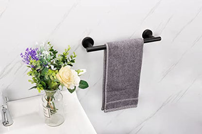TocTen Bath Towel Bar - Thicken SUS304 Stainless Steel Bathroom Towel Holder, Towel Rod for Bathroom Heavy Duty Wall Mounted Towel Rack Hanger (12IN, Black) - color: Black, size: 12IN