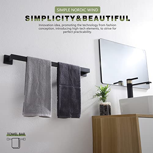KOKOSIRI 20-Inch Single Towel Bar, Bathroom Kitchen Towel Holder, Wall Mounted SUS304 Stainless Steel Towel Rack, Matte Black, B4003BK-L20 - color: Matte Black, size: 20-Inch