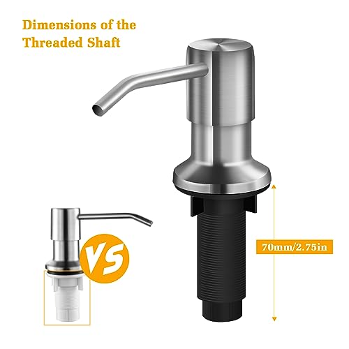 Soap Dispenser for Kitchen Sink, Built in Sink Soap Dispenser Lotion Dispenser with 17 OZ Bottle, Refill from The Top Bar Sink Soap Dispenser, Brushed Nickel (1 Pack) - color: Brushed Nickel