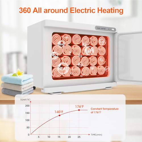 Towel Warmer Cabinet, 23L Large Hot Bath Towel Warmer Heating Use for Facial Spa, Hair Beauty, Salon Equipment and Home- White - color: White