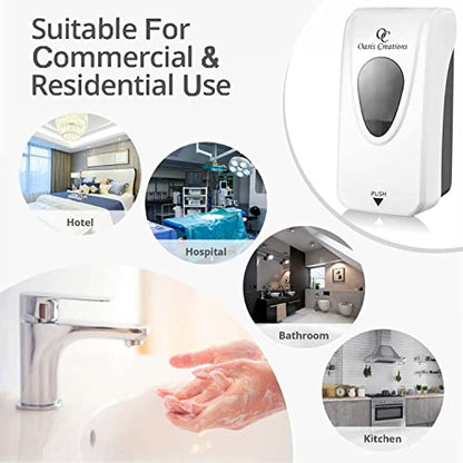 Manual Soap and Hand Sanitizer Dispenser, Soap/Lotion/Gel, Wall Mount, 1000ml/33oz. Commercial or Residential - White - color: White