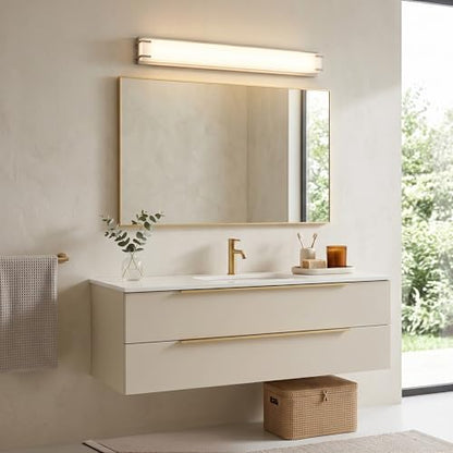 URSOLA LED Bathroom Light Fixtures Over Mirror 32” Vanity Light with Milky White Lampshade 4000K Daylight Chrome Finishing Bath Bar (Chrome) - color: Chrome, size: 32inch