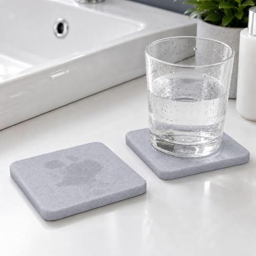 Dish Drying Mat, 2 Pack Water-Absorbent Soap Tray Mat for Bathroom Sink, Washbasin Drying, Non-Slip, Soap Dish for Bathroom, Grey,8X8CM - color: Gray, size: 8X8CM