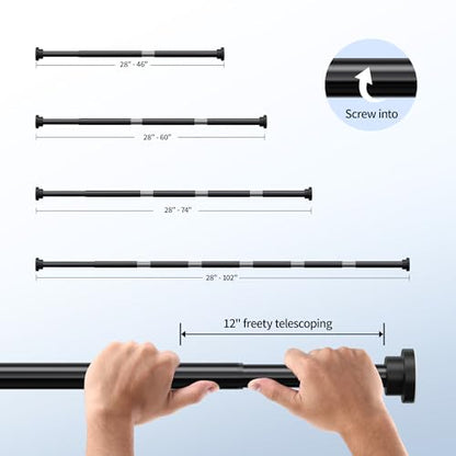 Mcrbeay Shower Curtain Rod, 1" Diameter Heavy Duty Tension Shower Rod, Non Slip Adjustable 28-102 inch No Drilling Shower Curtain Rods Spring Tension For Bathroom, Shower Stall, No Rust, Black - color: Black, size: 28-102 Inches