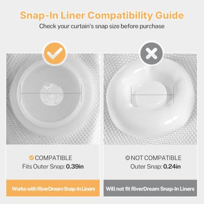 River Dream Fabric Snap in Shower Curtain Liner Replacement,White,70x57 | with Magnets,Detachable Liner,Quick Dry，Machine Washable，Fit for River Dream 71(W) x 77(H) with Window Shower Curtain - size: 70"W x 57"L (Pack of 1)