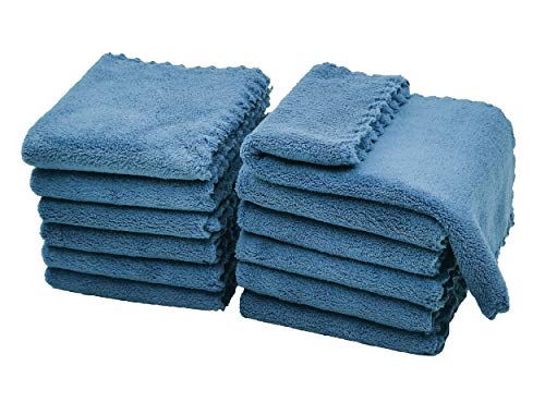 Baby Washcloths 12 Pack 12x12 Inches Microfiber Coral Fleece Extra Absorbent and Soft for Newborns, Infants and Toddlers-Navy Blue - color: Navy Blue