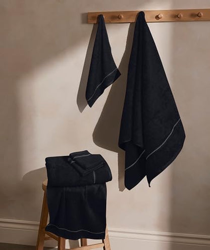 MyOwn Ultra Soft 6 Pack Cotton Towel Set, Contains 2 Bath Towels 28x55 inch, 2 Hand Towels 16x24 inch & 2 Wash Coths 12x12 inch, Ideal Everyday use, Compact & Lightweight - Black - color: Black, size: 6 Piece Set