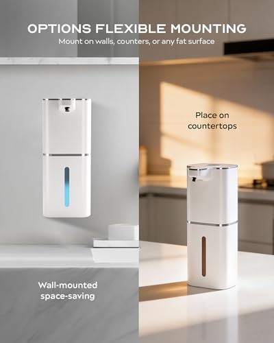 Automatic Soap Dispenser Touchless, 6-Level Adjustable,13.5oz/400ml Rechargeabled Wall Mounted Smart for Bathroom and Kitchen Dish Soap,White - size: Liquid