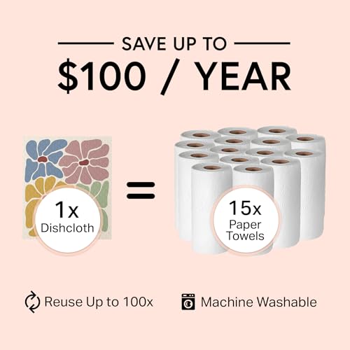Swedish Wholesale Dishcloths Reusable 8" x 7" Sponge Cloths, Bulk 10 Pack of High Absorbent Cellulose Dish & Kitchen Cleaning Hand Towels, Wring to Dry & Machine Wash, Odor Resistant, Retro Flower - color: Retro Flower