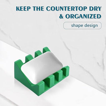 Soap Dish Holder for Shower with Suction Cup, Silicone Soap Holder & Saver Self-Draining Bar Soap Dish Keeps Soap Dry for Bathroom, Kitchen, Bathtub (Deep Green,1-Pack) - color: Deep Green,1-pack