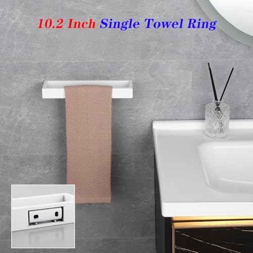 GERZWY SUS304 Stainless Steel Towel Holder Towel Hanger Towel Ring for Bathroom Lavatory Wall Mount Contemporary Style, White - color: White