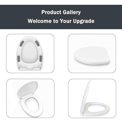 MinSha V-Shape Toilet Seat Soft Close Elongated, Matte White Easy Install