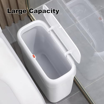 funest Bathroom Small Trash Can with Lid,10L / 2.7 Gallon Slim Garbage Bin Wastebasket with Press Top Lid for Bedroom,Rv,Office,Kitchen,Craft Room (Pack of 2) - size: 2 Pack (2.7 Gallon)