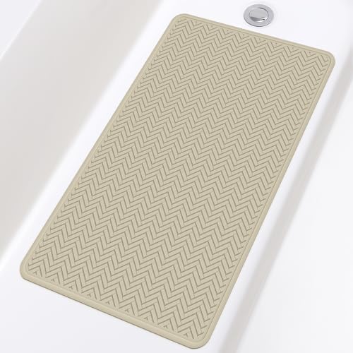 OTHWAY Bathtub Mat Non Slip, 27" x 17" Bath Mat for Tub, Machine Washable Shower Anti Slip Mat with 246 Strong Suction Cups (Brown) - color: Brown, size: 27" x 17" (Rectangular)