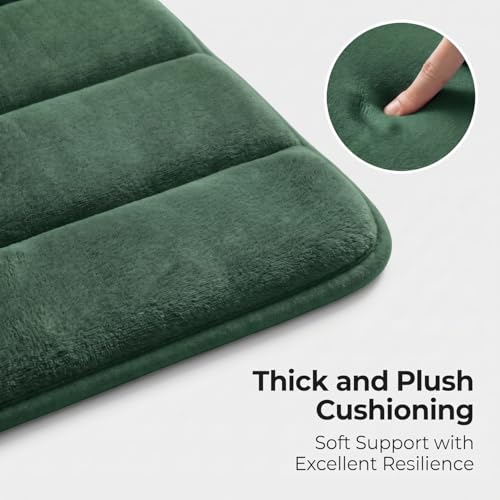 Bathroom Rugs Set 3 Piece, Memory Foam Bath Rugs, Non Slip Washable Bathroom Rug Set, Extra Soft Absorbent Bath Mats with U-Shaped Toilet Rug, Dark Green - color: Dark Green