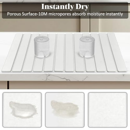 Extra Large Stone Dish Drying Mat for Kitchen Counter, 28"(L)×16"(W) Eco-Friendly Diatomaceous Earth Dish Mats, Fast Dry Absorbent Collapsible Mats for Bottles,Dishes, Match Any Countertop - size: 28" x 16"