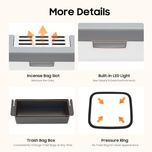 Touchless Trash Can 4 Gallon, Motion Sensor Automatic Trash Can with LED Light, IPX5 Waterproof Smart Waste Bin for Kitchen Bathroom Bedroom, White Rectangular Garbage Can, 8.66x7.87Inch