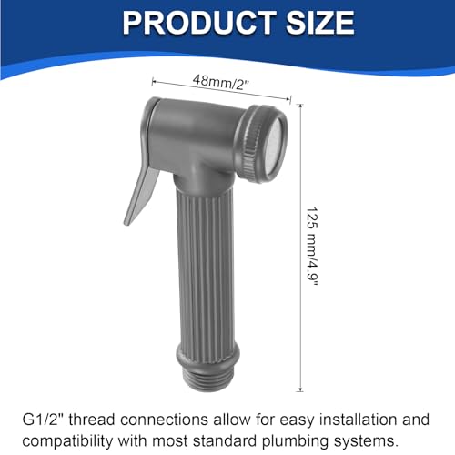 uxcell Handheld Bidet Sprayer for Toilet, Metal Bathroom Sprayer Kit Adjustable Water Pressure Control for Kitchen Bathroom Toilet Flushing Washing, Grey - color: Gray