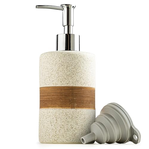 Soap Dispenser for Kitchen & Bathroom, Dish Soap, Hand Soap, Shampoo, Conditioner Dispenser Bottle with Stainless Steel Pump, Includes Silicone Funnel, Non-Slip Design, Kitchen Decor, White - color: White and White, size: 1xSoap Dispenser