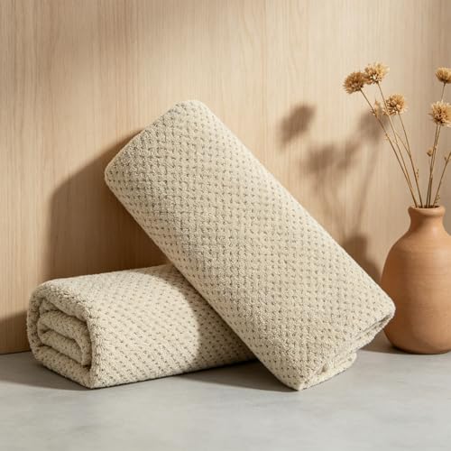 2 Pcs Camel Hand Towel Set 16"x31" Soft Highly Absorbent Quick Dry Bathroom Towels Polyester Plush Towels Set Woven Towels for Bathroom Kitchen Hotel Spa Gym - color: Camel, size: 2 Pcs Hand Towel
