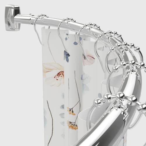 Chrsouly Adjustable 50-85 inches Curved Shower Rod, Extra Wide, Rustproof, Round Shower Curtain Rod for Bathroom, Shower Stall, Need to Drill, Silver - color: Silver, size: 50-85 Inches